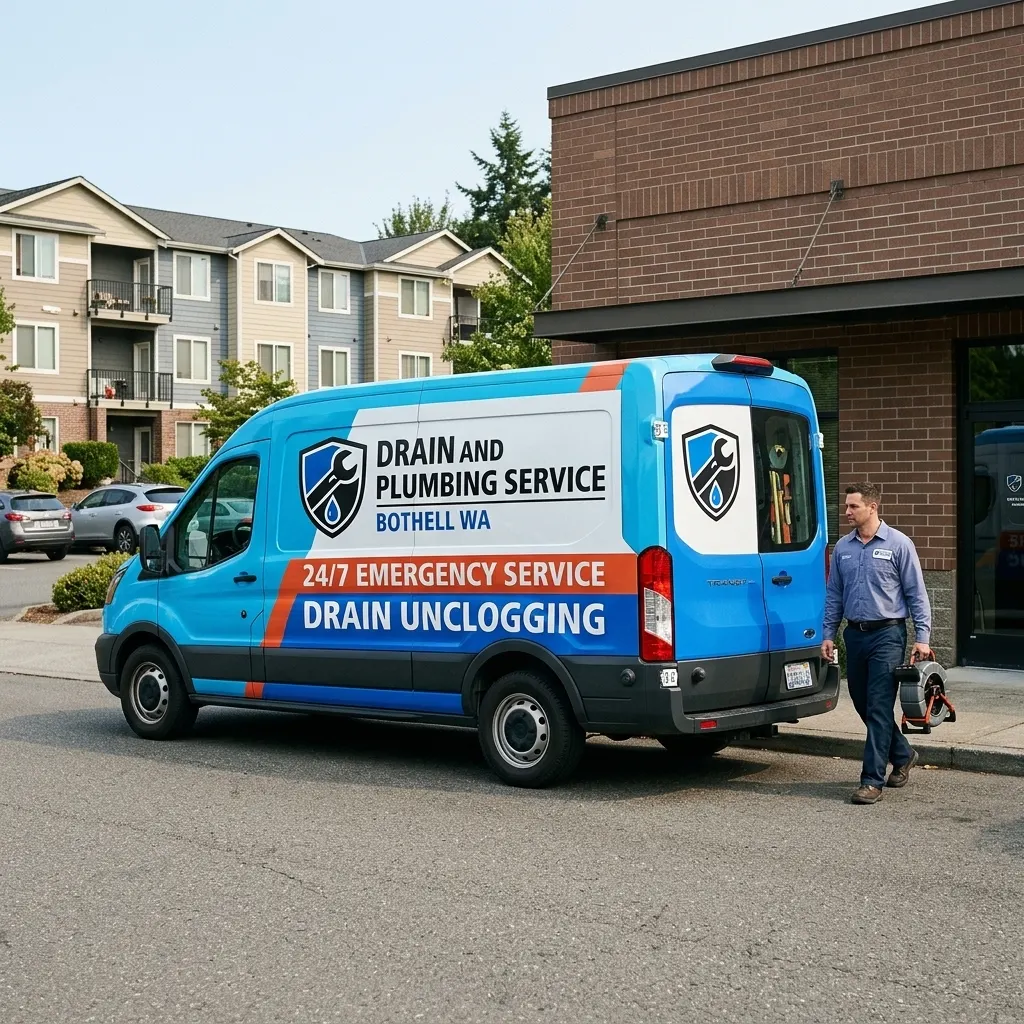 24/7 emergency drain unclogging van from Drain and Plumbing Service Bothell WA